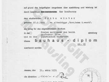 Fritz Winter Diplom Bauhaus